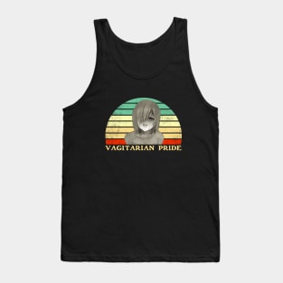 Vagitarian Pride - Lesbian Anime Pun - Retro Sunset Tank Top